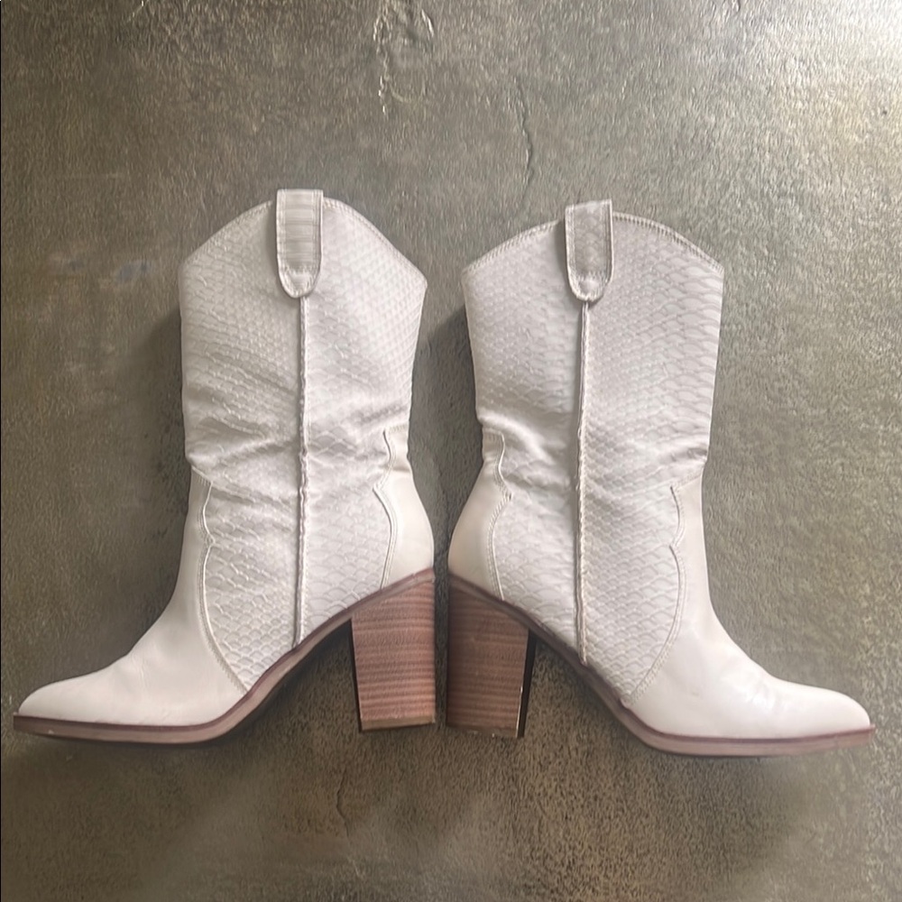 Altar'd State White Heeled Boots Western Style
